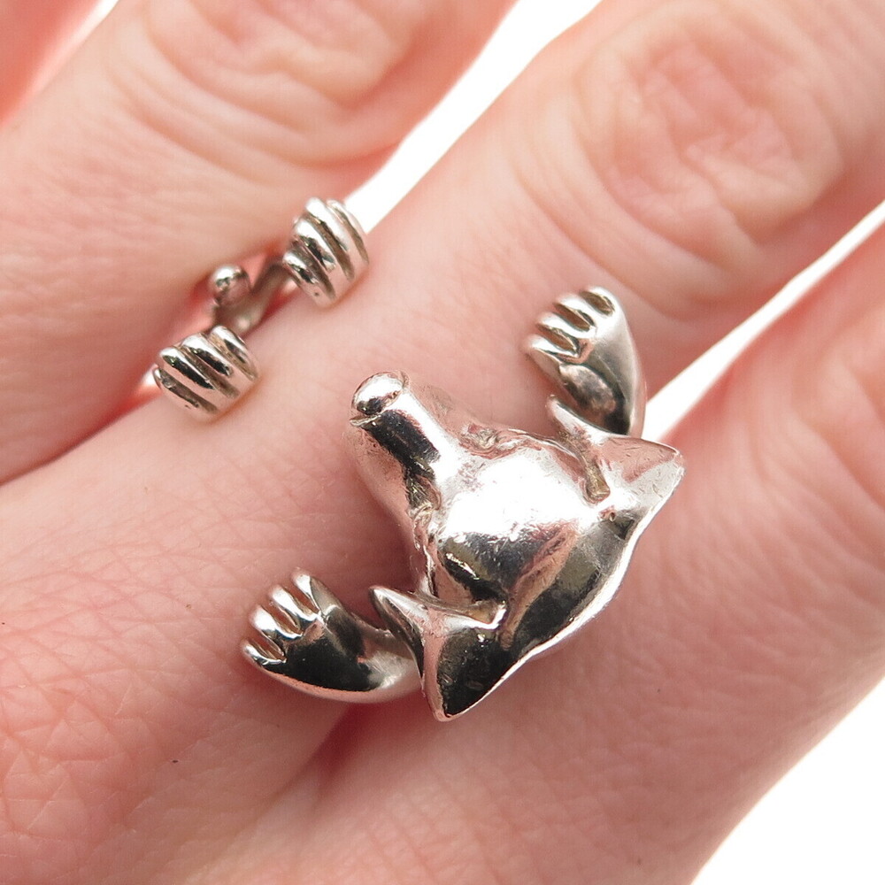 NOVE25 Sterling Silver Vintage Jack Russell Terrier Adjustable Ring Size 7.75